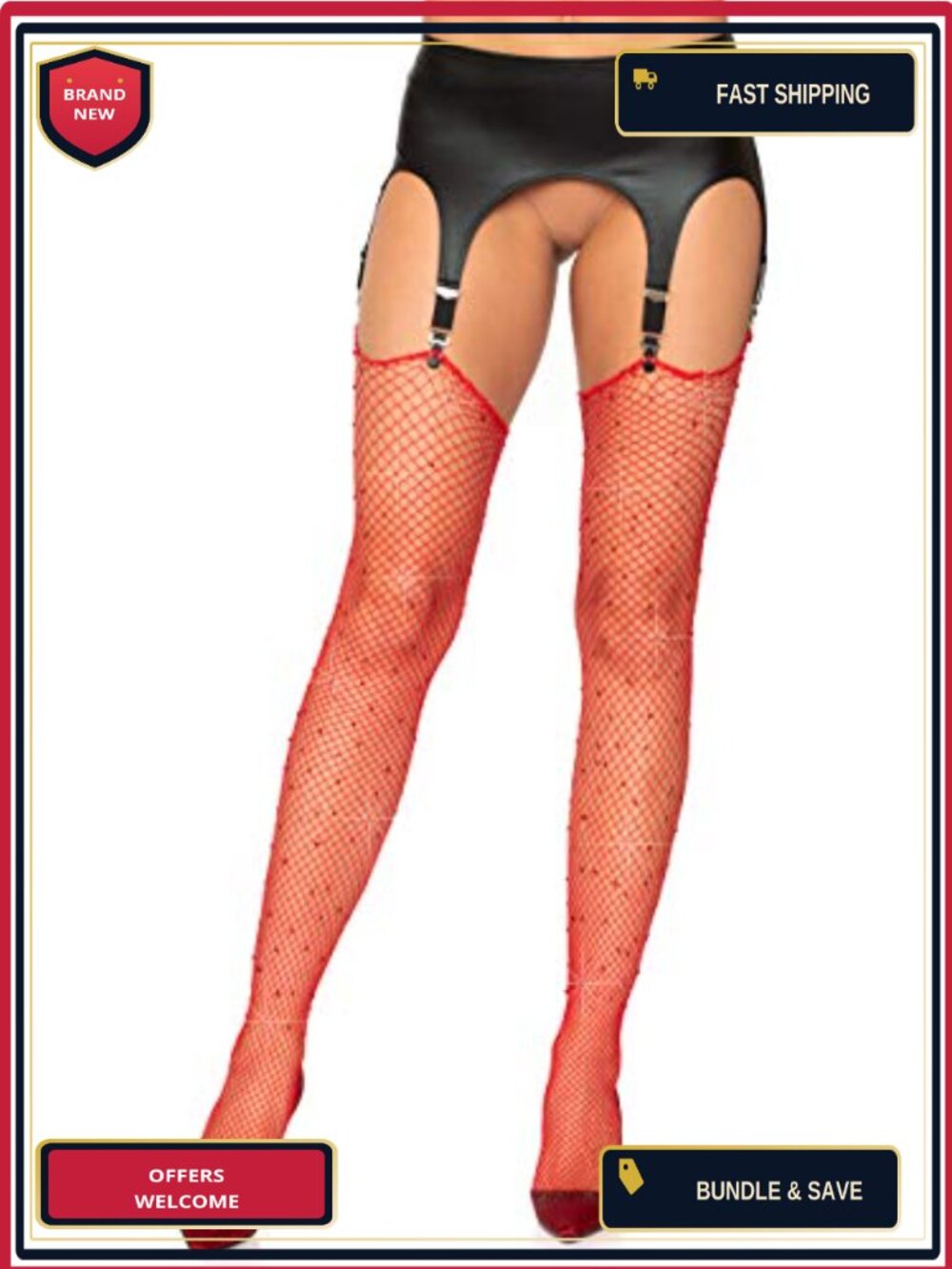 Fishnet Stockings Unfinished Top Hosiery Halloween Christmas